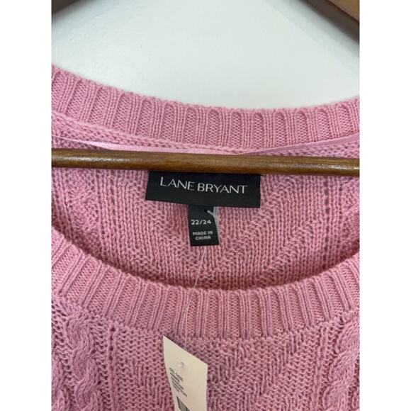 Lane Bryant Pink Cable Knit Sweater Women’s 22/24 NWT Crew Classic - Picture 3 of 13